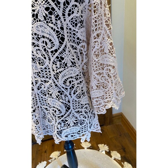 Adiva Blouse Plus Size XL Lace Womens Chic Sexy Top Nude Color 3/4 Sleeves - Picture 5 of 12